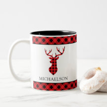 Red Rustic Buffalo Kariert Weihnachten Hirsche Sil