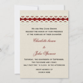 Red Rustic Burlap und Spitzen Country Hochzeit Einladung