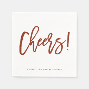 Red Rustic Hand Letter Cheers Wedding Serviette