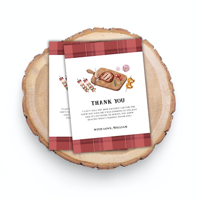 Red Rustic Kariert Country Baby Q Baby Dusche Dankeskarte (Red Rustic Plaid Country Baby Q Baby Shower Thank You Card)