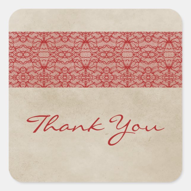 Red Rustic Lace Danke Stickers (Vorderseite)