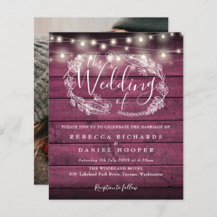 Red Rustic Lights Foto Hochzeit Einladung