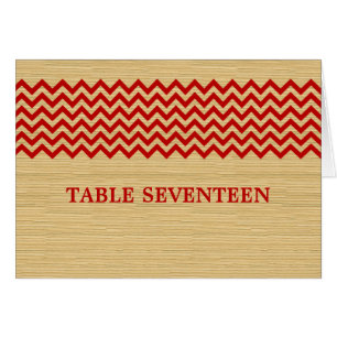 Red Rustic Zickzack Tischnummer Card