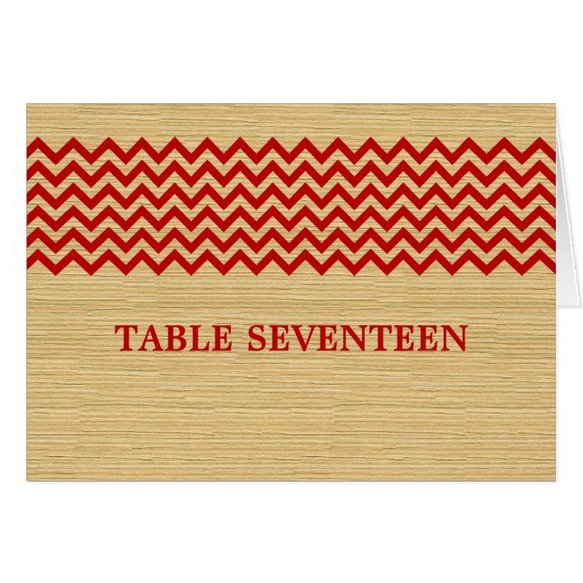 Red Rustic Zickzack Tischnummer Card (Vorderseite (Horizontal))