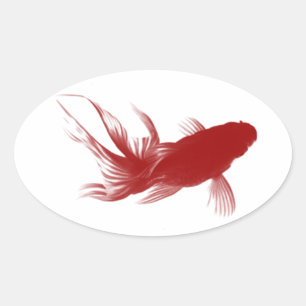 Red Ryukin Goldfish Ovaler Aufkleber
