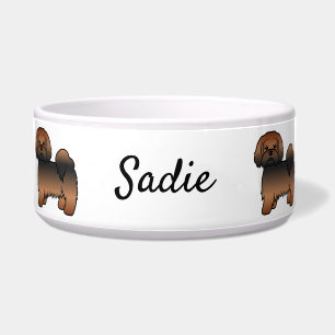 Red Sable Lhasa Apso Cartoon Dog & Name Napf