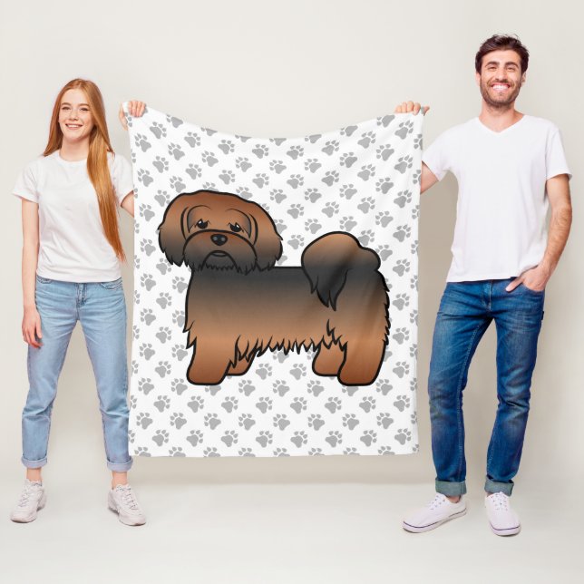 Red Sable Lhasa Apso Niedlich Cartoon Dog Fleecedecke (Beispiel)