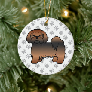 Red Sable Lhasa Apso Niedlich Cartoon Dog Keramik Ornament