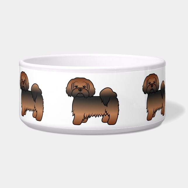 Red Sable Lhasa Apso Niedlich Cartoon Dog Napf (Vorderseite)