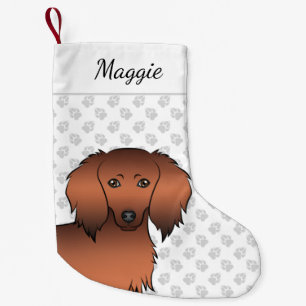 Red Sable Long Hair Dackel Cartoon Dog Kleiner Weihnachtsstrumpf