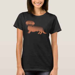 Red Sable Long Hair Dackel Niedlich Cartoon Dog T-Shirt
