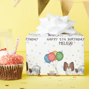 Red Sable Papillon Niedlich und Happy Dog - Geburt Geschenkpapier