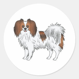 Red Sable Phalène Niedlich Cartoon Dog Illustratio Runder Aufkleber