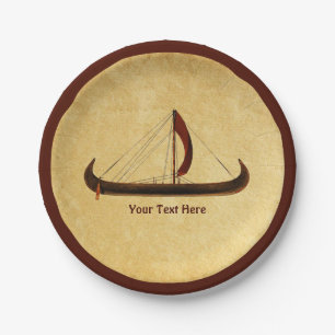 Red Sail Viking Ship Pappteller