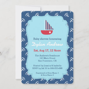 Red Sailboat Nautical Baby Dusche Einladungen