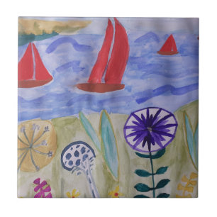 Red Sails & Blume Keramik Tile Fliese