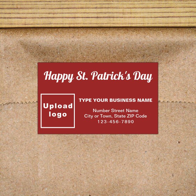 Red Saint Patrick Business Rectangle Aufkleber (Business brand with Saint Patrick greeting on red rectangle sticker)