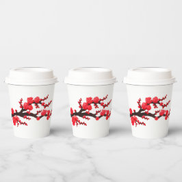 Red Sakura Blossom Gemälde von Sara Motolanez Pappbecher