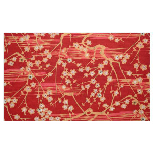 RED SAKURA BLUME Antikes japanisches Blumenmuster Stoff