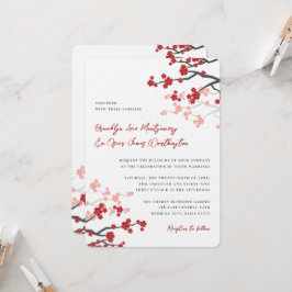 Red Sakura Blume Kirschblüten Asiatische Hochzeit Einladung