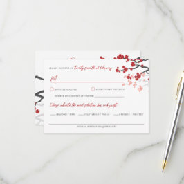Red Sakura Blume Kirschblüten Asiatische Hochzeit RSVP Karte
