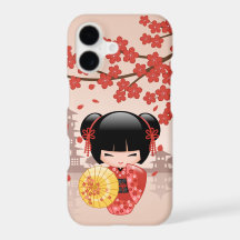 Red Sakura Kokeshi Doll - Japanisch Geisha