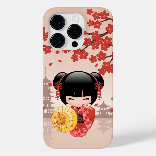Red Sakura Kokeshi Doll - Japanisch Geisha Case-Mate iPhone 14 Pro Hülle (Rückseite)