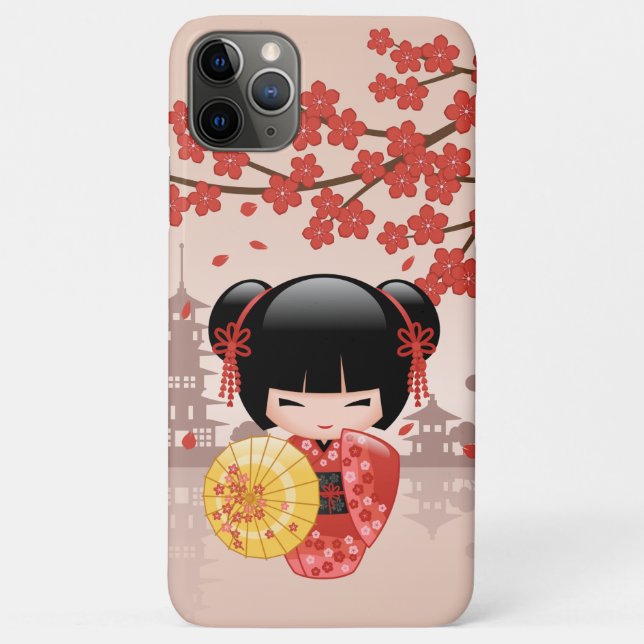Red Sakura Kokeshi Doll - Japanisch Geisha Case-Mate iPhone Hülle (Rückseite)
