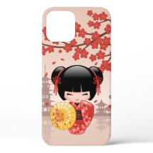 Red Sakura Kokeshi Doll - Japanisch Geisha