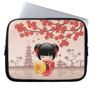 Red Sakura Kokeshi Doll - Japanisch Geisha Laptopschutzhülle