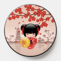 Red Sakura Kokeshi Doll - Japanisch Geisha