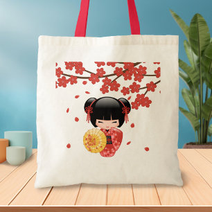 Red Sakura Kokeshi Doll - Japanisch Geisha Tragetasche