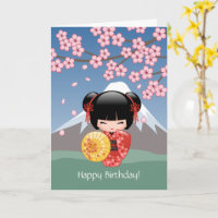 Red Sakura Kokeshi Doll, Niedlich Geisha Geburtsta