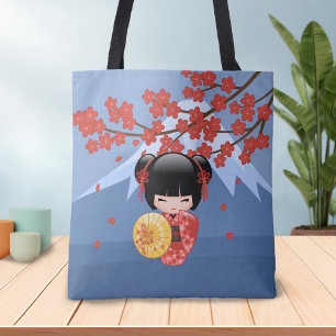 Red Sakura Kokeshi Doll - Niedlich Geisha Girl Tasche
