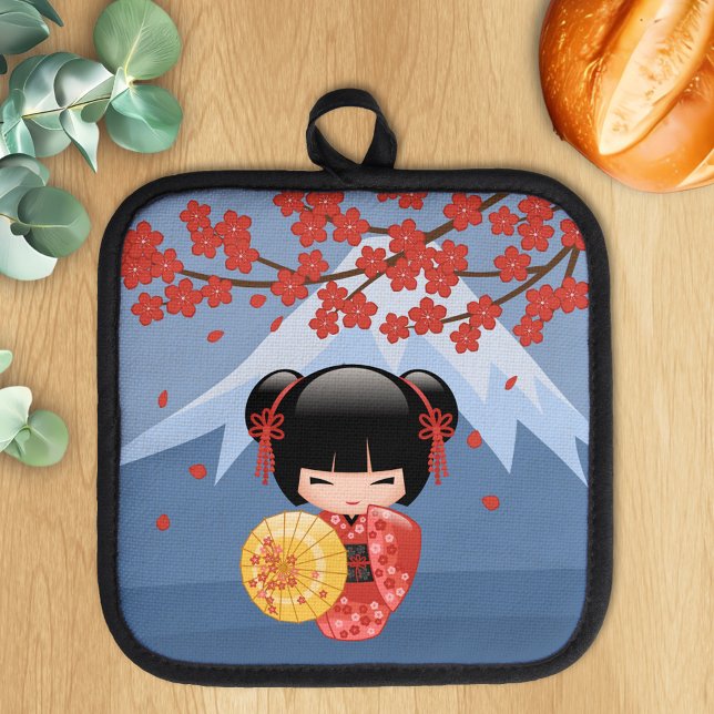 Red Sakura Kokeshi Doll - Niedlich Geisha Girl Topflappen (Von Creator hochgeladen)
