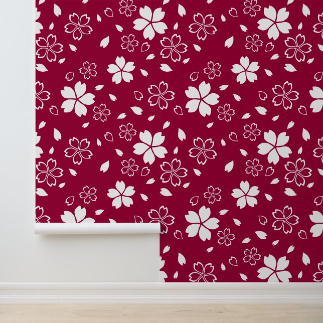 Red Sakura Pattern Tapete (Anwendung)