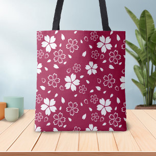 Red Sakura Pattern Tote Tasche