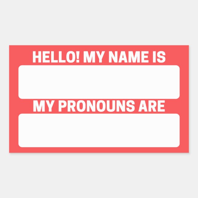 Red Salsa Name & Pronoun Labels Rechteckiger Aufkleber (Vorderseite)