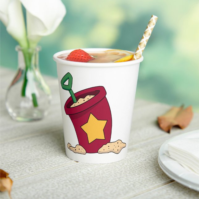 Red Sand Bucket mit Star und Shovel Pappbecher (Von Creator hochgeladen)