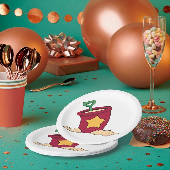 Red Sand Bucket mit Star und Shovel Pappteller (Von Creator hochgeladen)