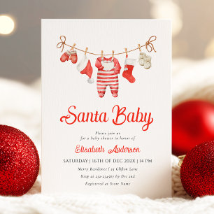 Red Santa Baby Baby Dusche Einladung