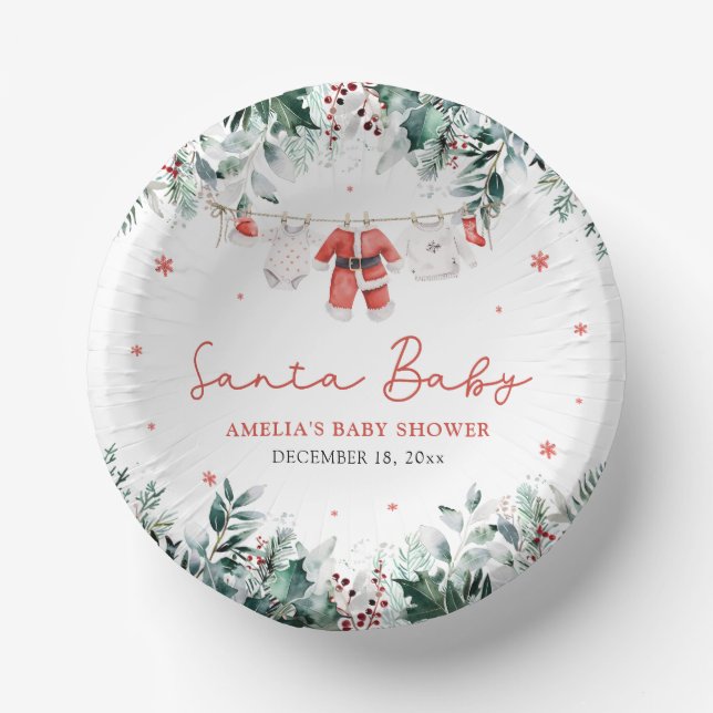 Red Santa Baby Christmas Baby Kleidung Baby Dusche Pappteller (Vorderseite)