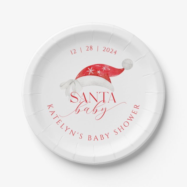 Red Santa Baby Dusche Pappteller (Vorderseite)