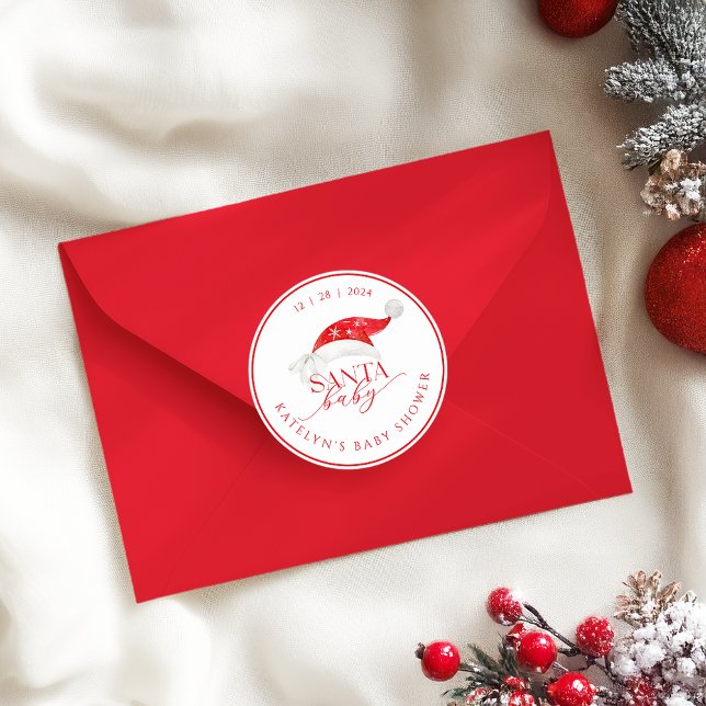 Red Santa Baby Dusche Runder Aufkleber (Von Creator hochgeladen)