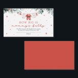 Red Santa Christmas Wie groß ist Mommy's Belly Gam Begleitkarte<br><div class="desc">Mit unserem Wie groß ist Mommy's Bauch, können Sie Ihren Babydusche etwas Urlaubsspass hinzufügen. Weihnachtsspiel! Diese festliche Drehung des Klassikspiels enthält ein Santa Baby-Thema, bei dem die Gäste anhand eines Strings oder Band die Größe des Bauches der Mutter schätzen. Die nächste Vermutung gewinnt einen Weihnachtspreis! Es ist ein perfekter Weg,...</div>