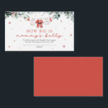 Red Santa Christmas Wie groß ist Mommy's Belly Gam Begleitkarte<br><div class="desc">Mit unserem Wie groß ist Mommy's Bauch, können Sie Ihren Babydusche etwas Urlaubsspass hinzufügen. Weihnachtsspiel! Diese festliche Drehung des Klassikspiels enthält ein Santa Baby-Thema, bei dem die Gäste anhand eines Strings oder Band die Größe des Bauches der Mutter schätzen. Die nächste Vermutung gewinnt einen Weihnachtspreis! Es ist ein perfekter Weg,...</div>