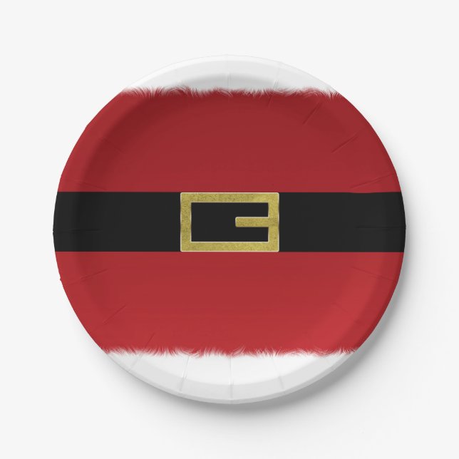 Red Santa Claus Belt & White Frische Weihnachten Pappteller (Vorderseite)