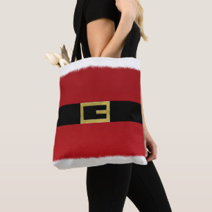 Red Santa Claus Belt & White Fur Weihnachtsfeierta Tasche
