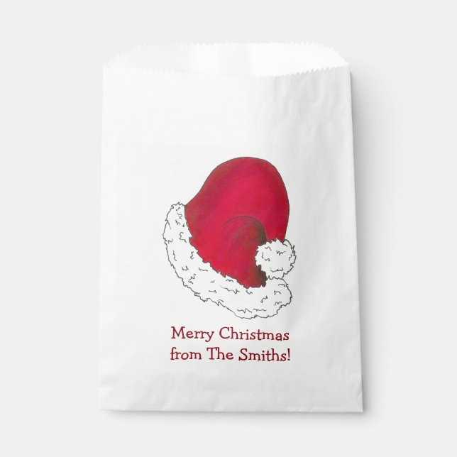 Red Santa Claus Hat Personalisiert Frohe Weihnacht Geschenktütchen (Vorderseite)