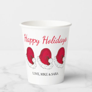 Red Santa Claus Hat Weihnachten glückliche Ferien Pappbecher